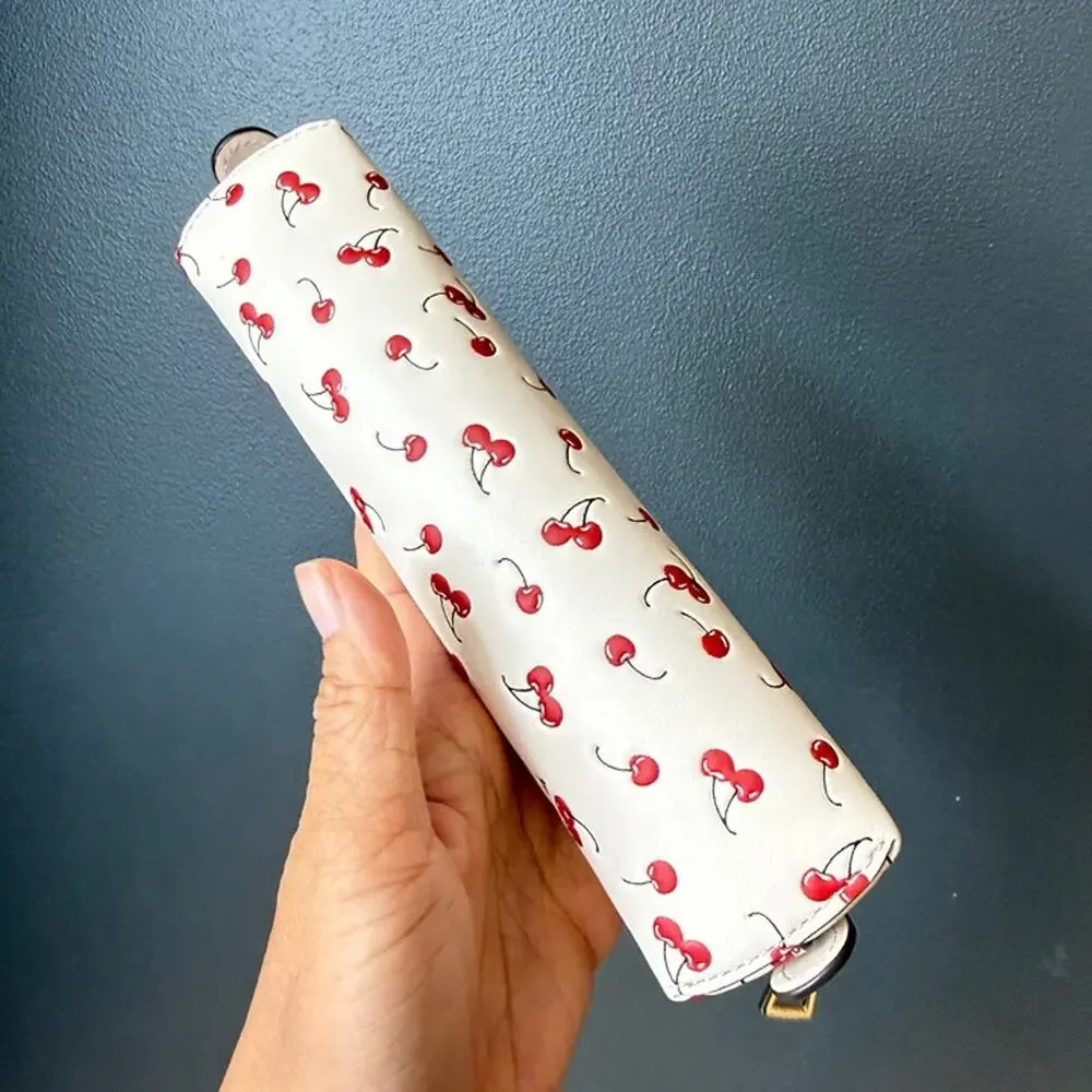 Coach Cherry Print Pencil Case CFA45 Gold/Chalk Multi
